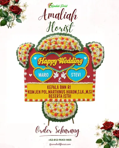 Karangan Papan Bunga Pernikahan di Cisujen